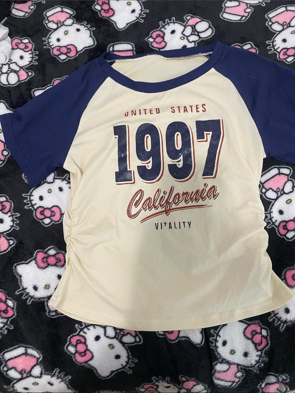 SHEIN Kids Raglan Tee 1997 California - Navy & Cream